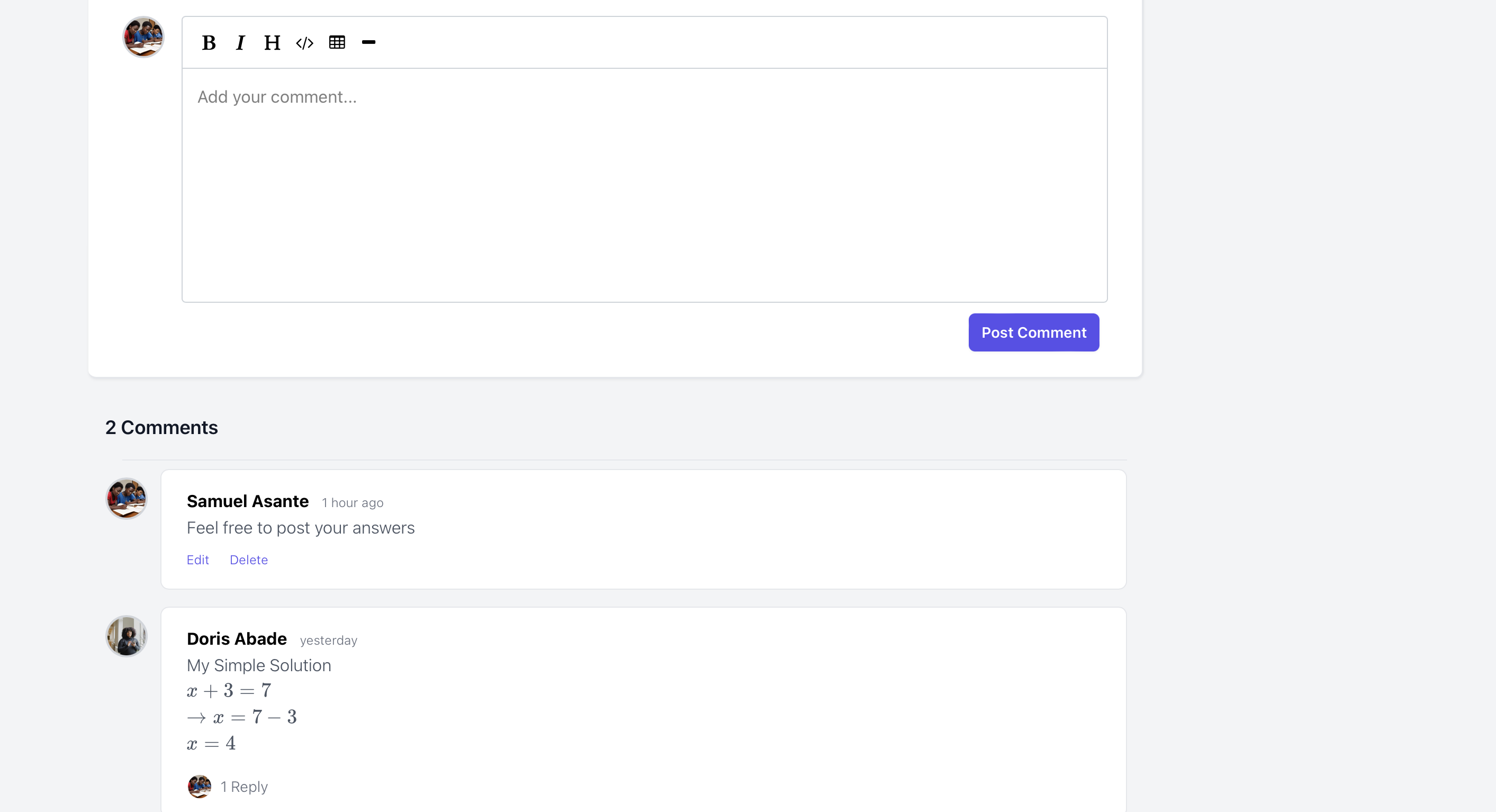 Discuss questions with peers